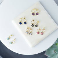 Olivia Circle and Gemstone Drop Earrings--Lemons and Limes Boutique