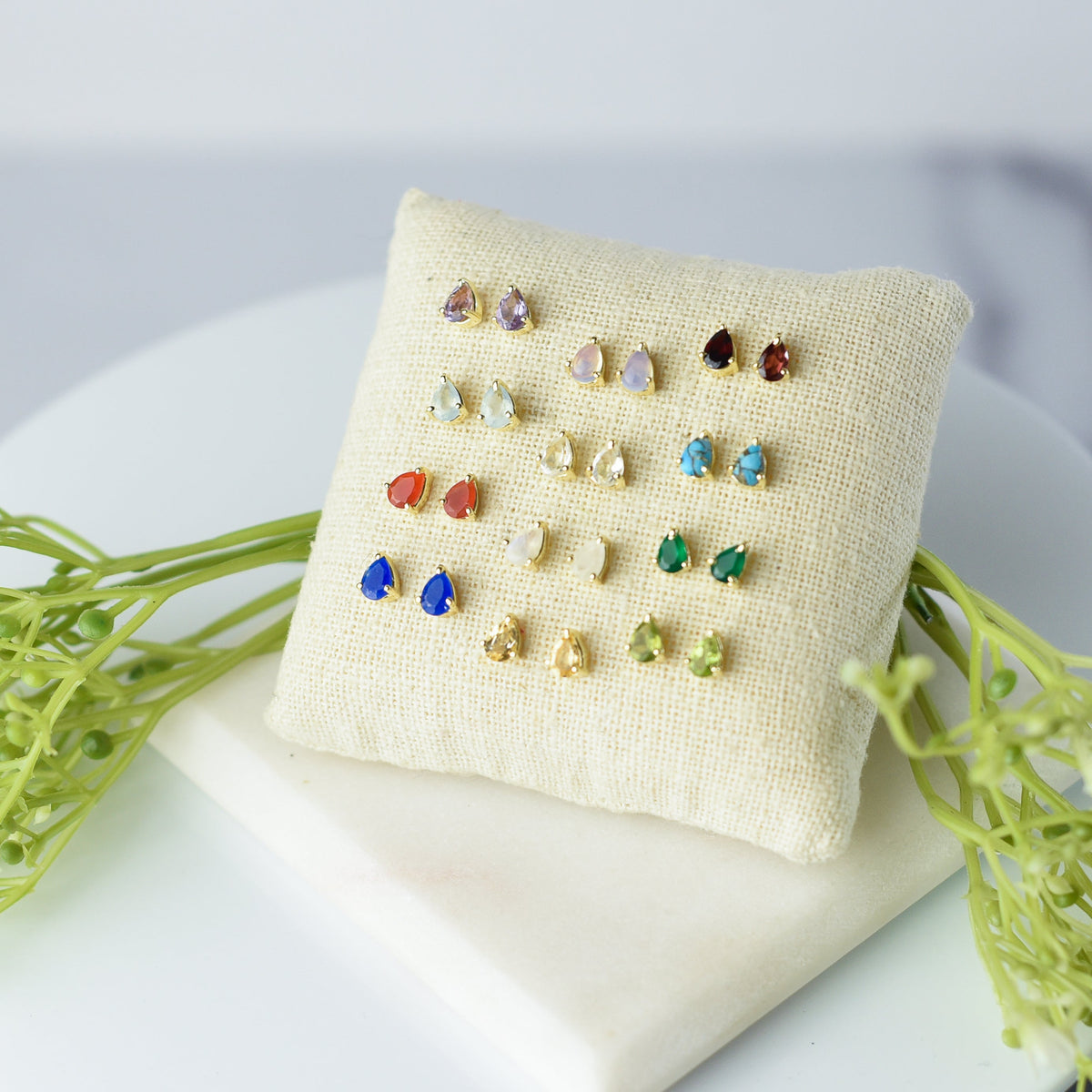 Luxe Collection: Birthstone Gemstone Stud Earrings--Lemons and Limes Boutique