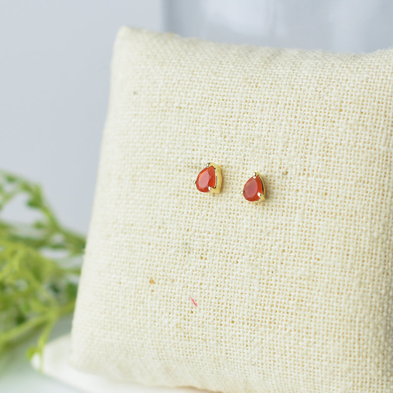 Gemstone Teardrop Stud Earrings-Carnelian-July-Lemons and Limes Boutique