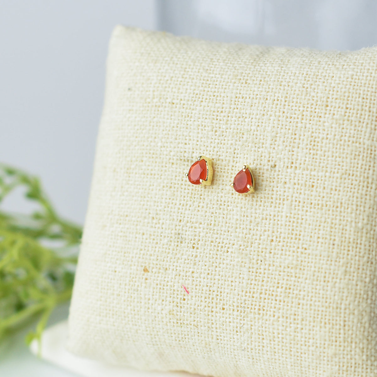 Luxe Collection: Birthstone Gemstone Stud Earrings-Carnelian-July-Lemons and Limes Boutique
