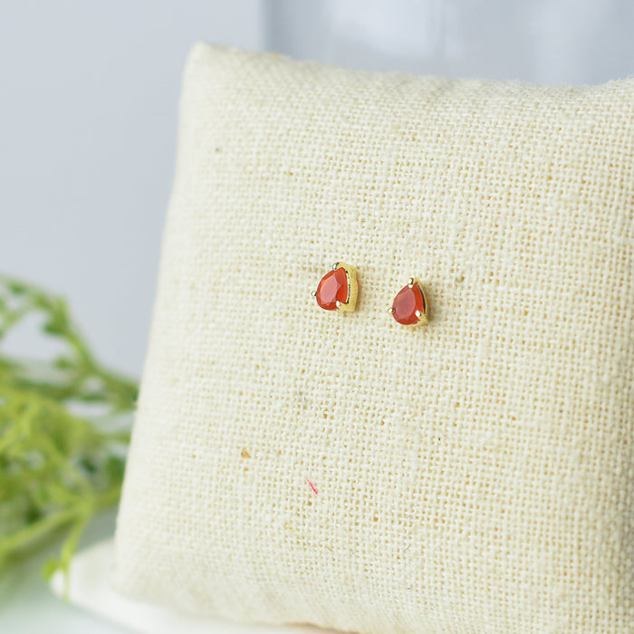 Luxe Collection: Birthstone Gemstone Stud Earrings-Carnelian-July-Lemons and Limes Boutique