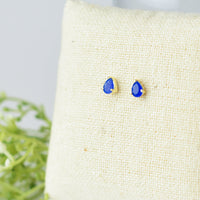 Gemstone Teardrop Stud Earrings-Lapis Lazuli-September-Lemons and Limes Boutique