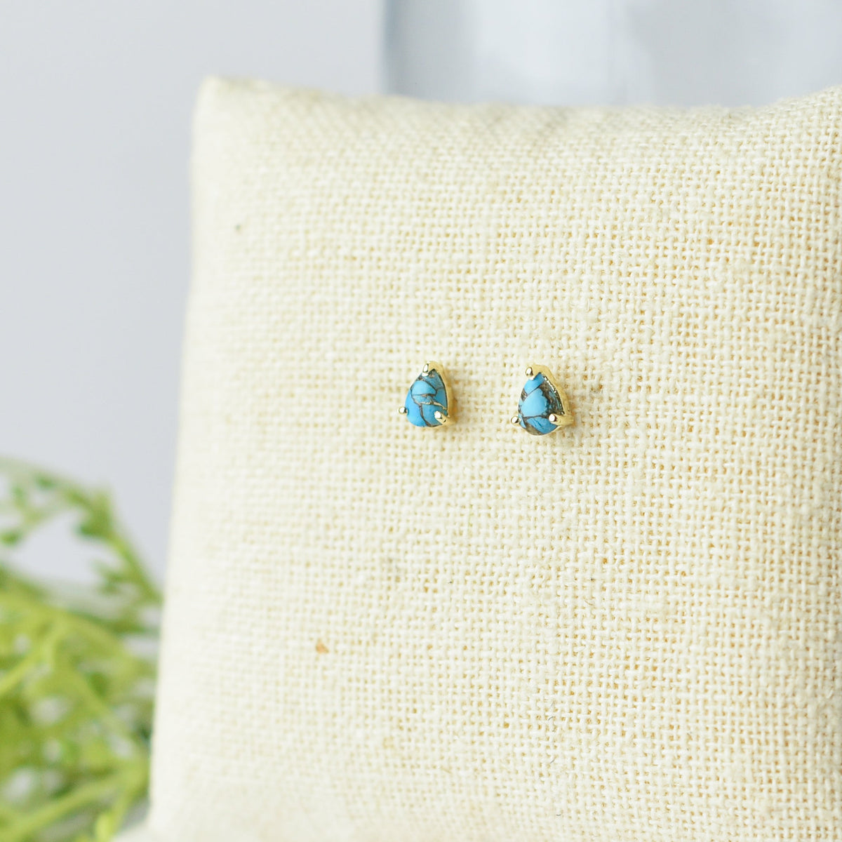 Gemstone Teardrop Stud Earrings-Turquoise-December-Lemons and Limes Boutique