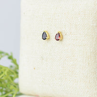 Gemstone Teardrop Stud Earrings-Garnet-January-Lemons and Limes Boutique