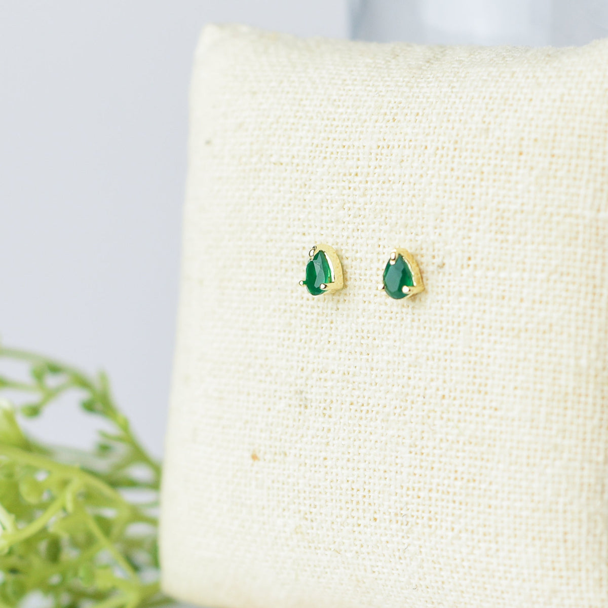 Luxe Collection: Birthstone Gemstone Stud Earrings-Green Onyx-May-Lemons and Limes Boutique