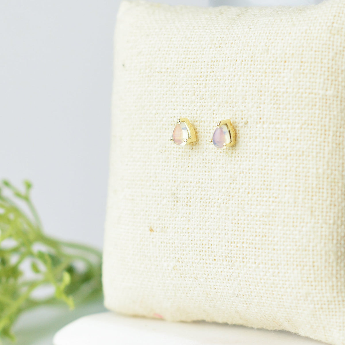 Luxe Collection: Birthstone Gemstone Stud Earrings-Opal-October-Lemons and Limes Boutique