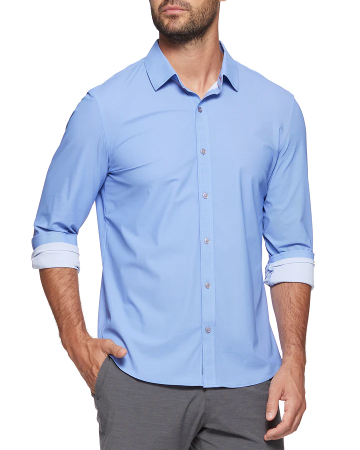 Madeflex Journey Performance Long Sleeve Shirt in Medium Blue--Lemons and Limes Boutique