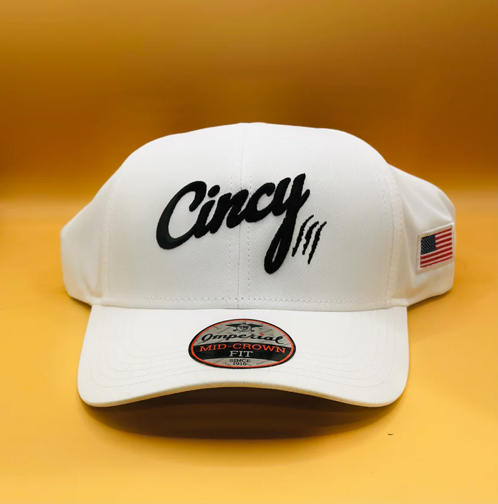 Mid-Crown in White with Black Logo by The Cincy Hat--Lemons and Limes Boutique