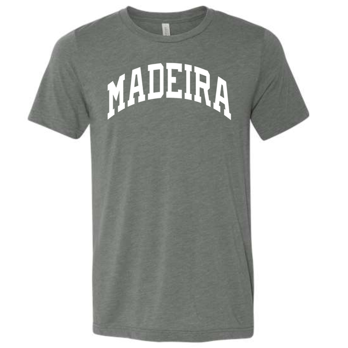 White Curved Madeira Short Sleeve Tee on Deep Heather-Lemons and Limes Boutique
