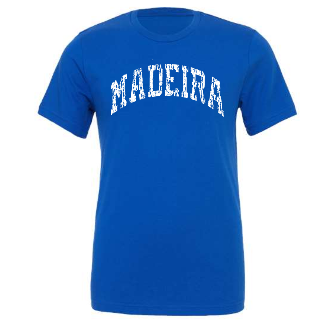 Vintage White Curved Madeira Short Sleeve Tee on Royal-Lemons and Limes Boutique