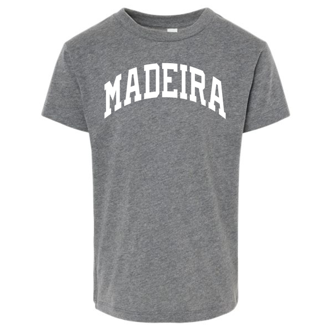White Curved Madeira Short Sleeve Tee on Deep Heather-Lemons and Limes Boutique
