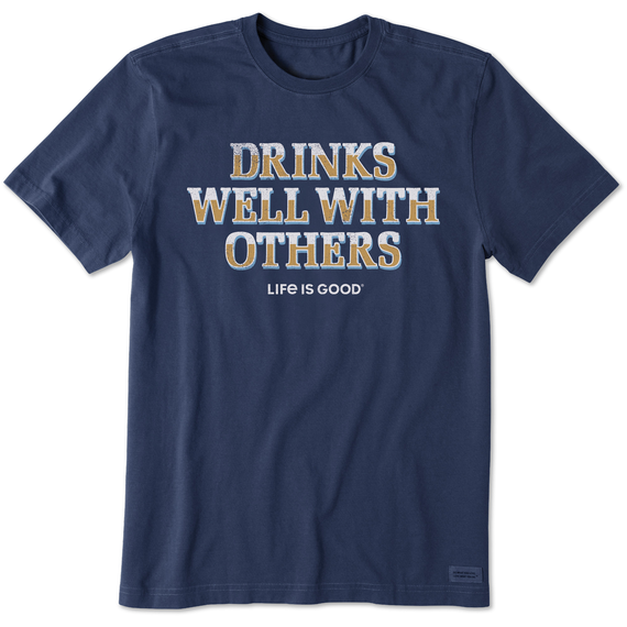 Men's Crusher Tee Drinks Well with Others in Darkest Blue--Lemons and Limes Boutique