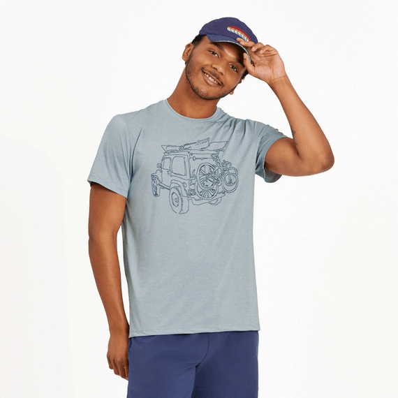 Men's Active Tee Off Road Fun in Smoke Blue--Lemons and Limes Boutique