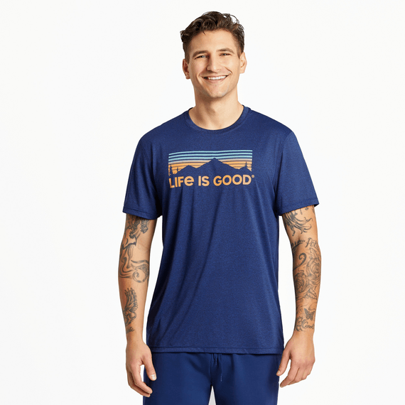 Men's Active Tee Scenic Mountain Vista in Darkest Blue-Lemons and Limes Boutique