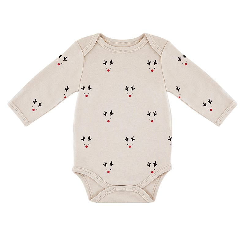 Long Sleeve Snapshirt - Grey Reindeer 6-12Mths-Lemons and Limes Boutique