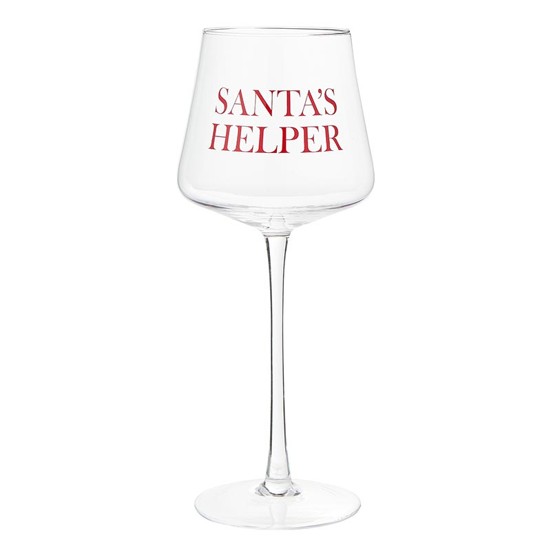 Face to Face Stemmed Wine Glass - Santa's Helper--Lemons and Limes Boutique