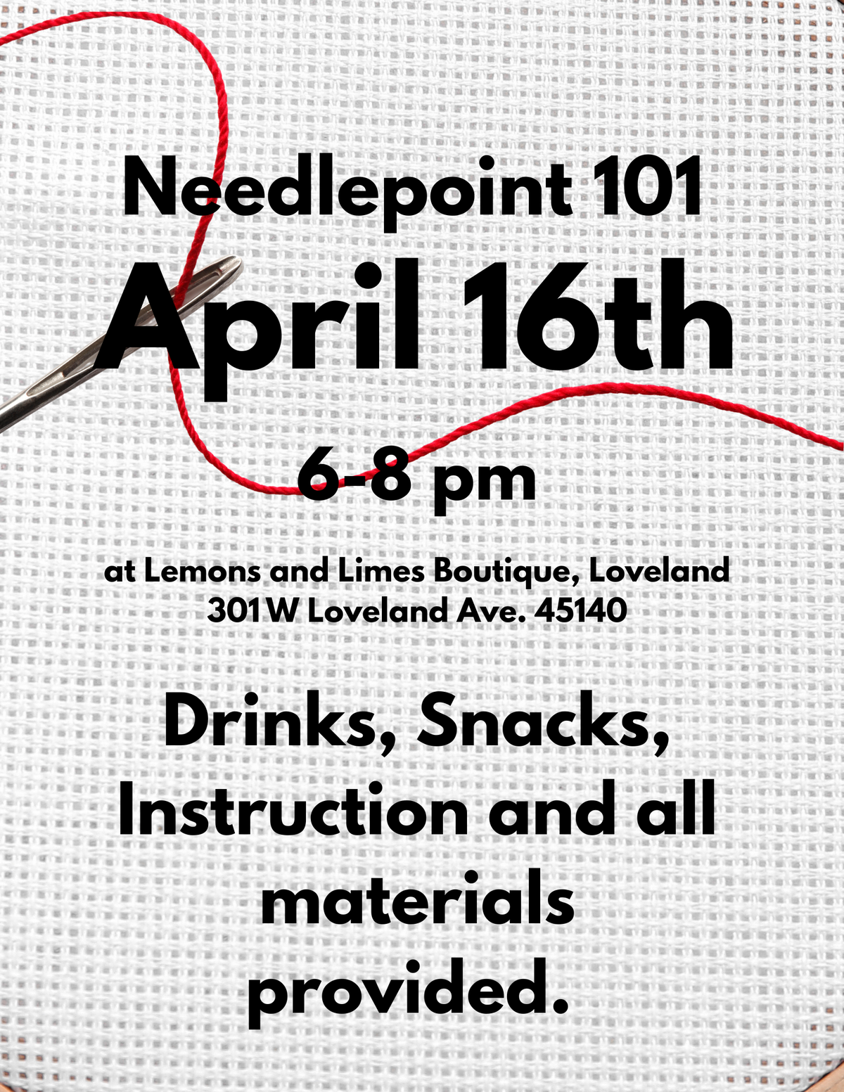 Needlepoint 101 Workshop-Lemons and Limes Boutique