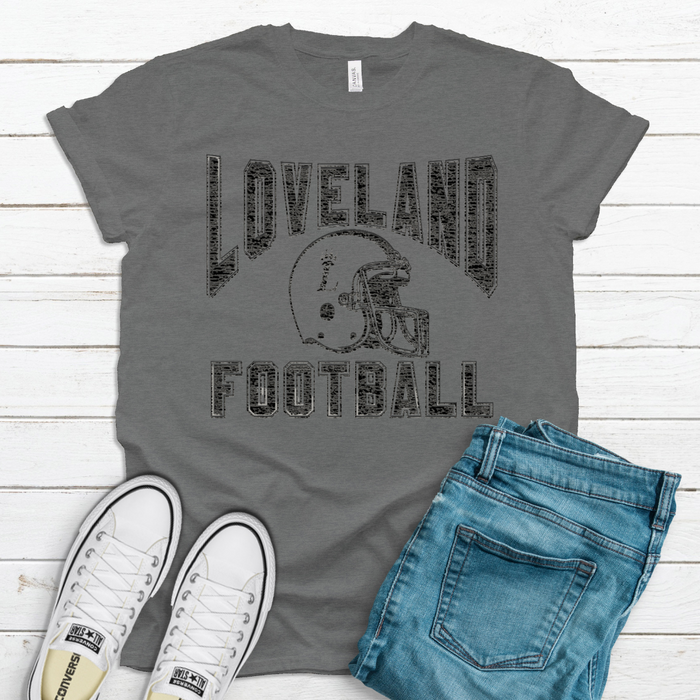Throwback Loveland Football T-Shirt on Deep Heather--Lemons and Limes Boutique