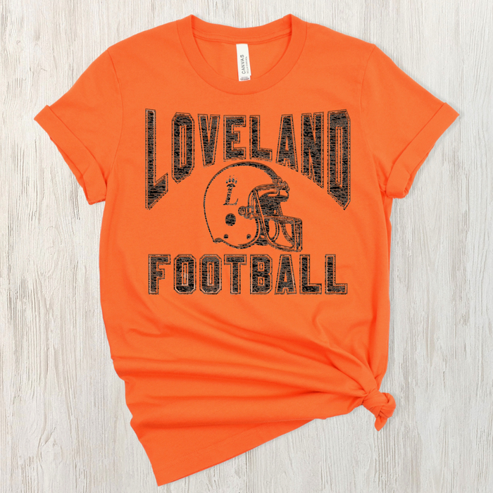 Throwback Loveland Football T-Shirt on Orange-Lemons and Limes Boutique