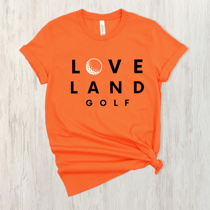 Loveland Golf Ball T-Shirt on Orange--Lemons and Limes Boutique