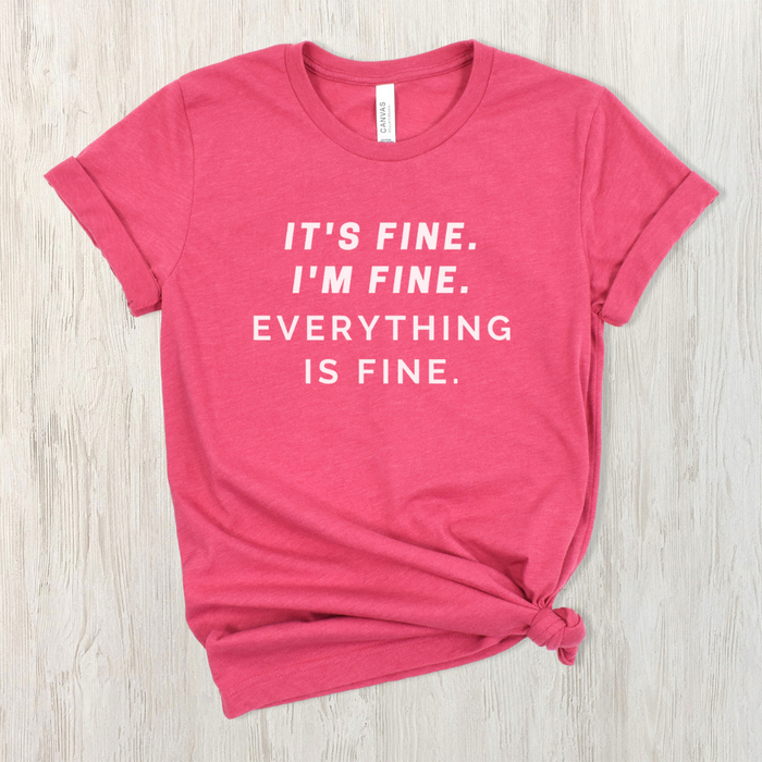 It's Fine Curved T-Shirt on Heather Berry-Graphic Tee-Lemons and Limes Boutique