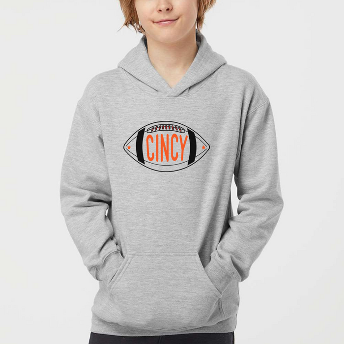 Cincy Football Hoodie on Athletic Grey-YOUTH--Lemons and Limes Boutique