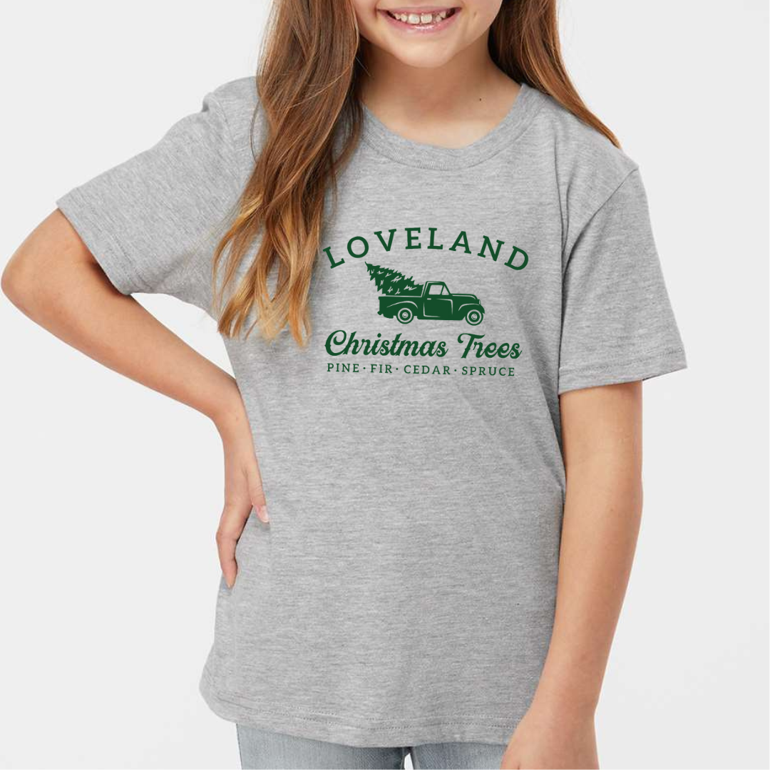 Vintage Loveland Christmas Tree Truck T-Shirt on Athletic Heather-YOUTH-Lemons and Limes Boutique