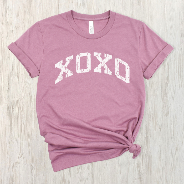 XOXO T-shirt on Heather Radiant Orchid--Lemons and Limes Boutique