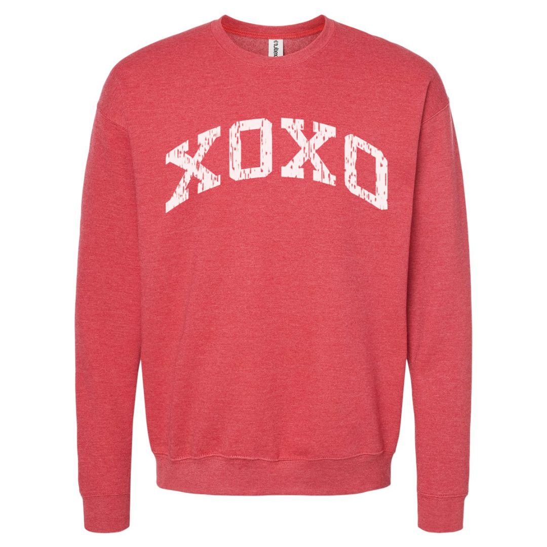 XOXO Sweatshirt on Heather Red--Lemons and Limes Boutique