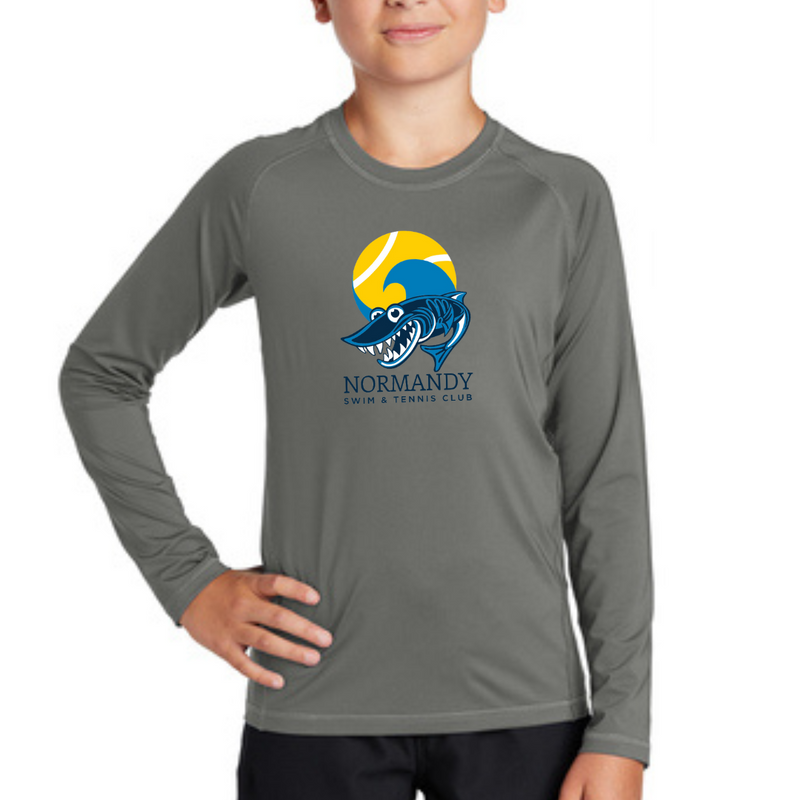 Normandy Swim and Tennis Club Rashguard Long Sleeve T-Shirt in Grey-YOUTH--Lemons and Limes Boutique