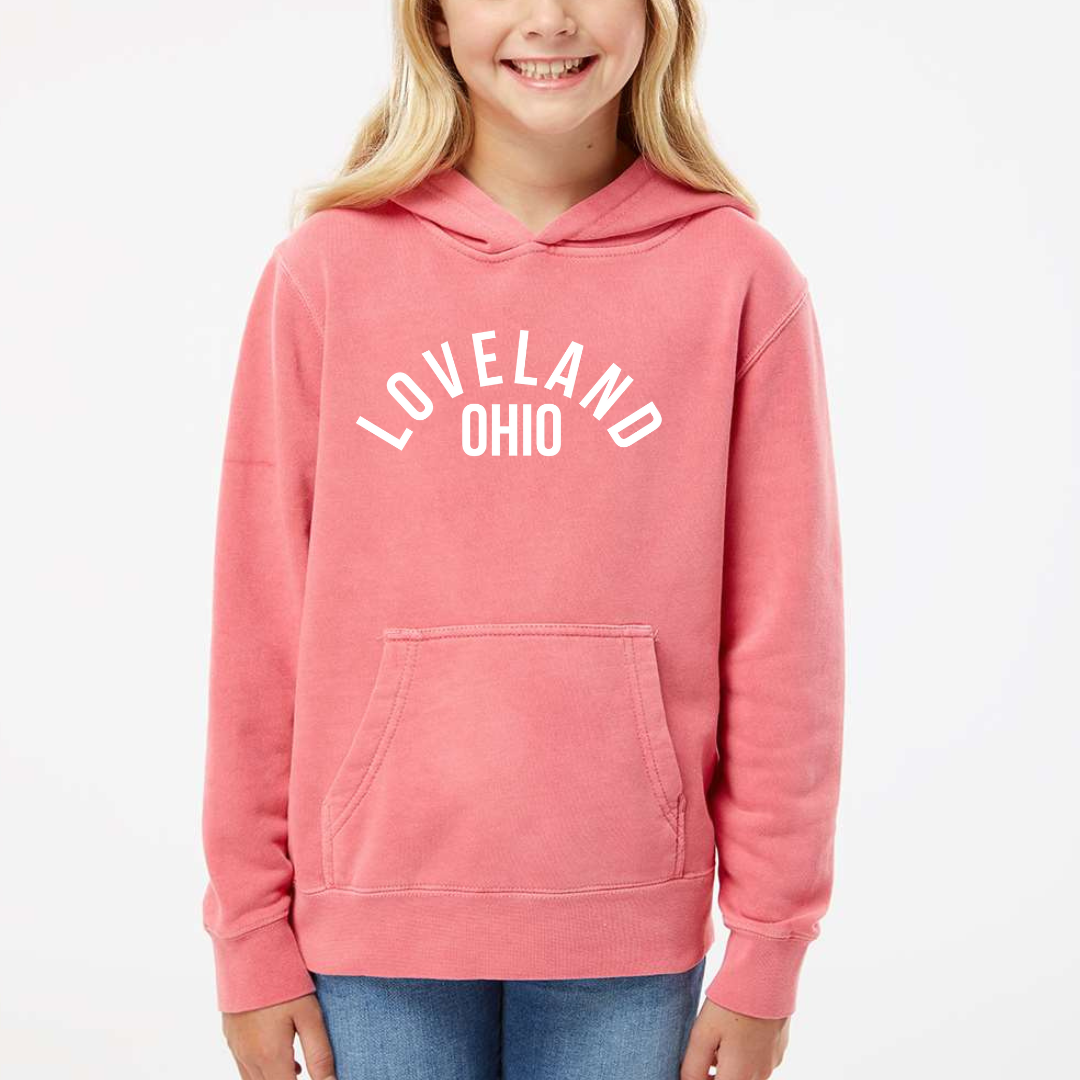 Loveland Ohio Girls Hoodie on Pink-Lemons and Limes Boutique