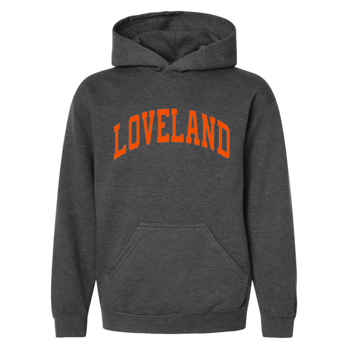 Loveland Orange Curve Hoodie on Charcoal-YOUTH-Lemons and Limes Boutique