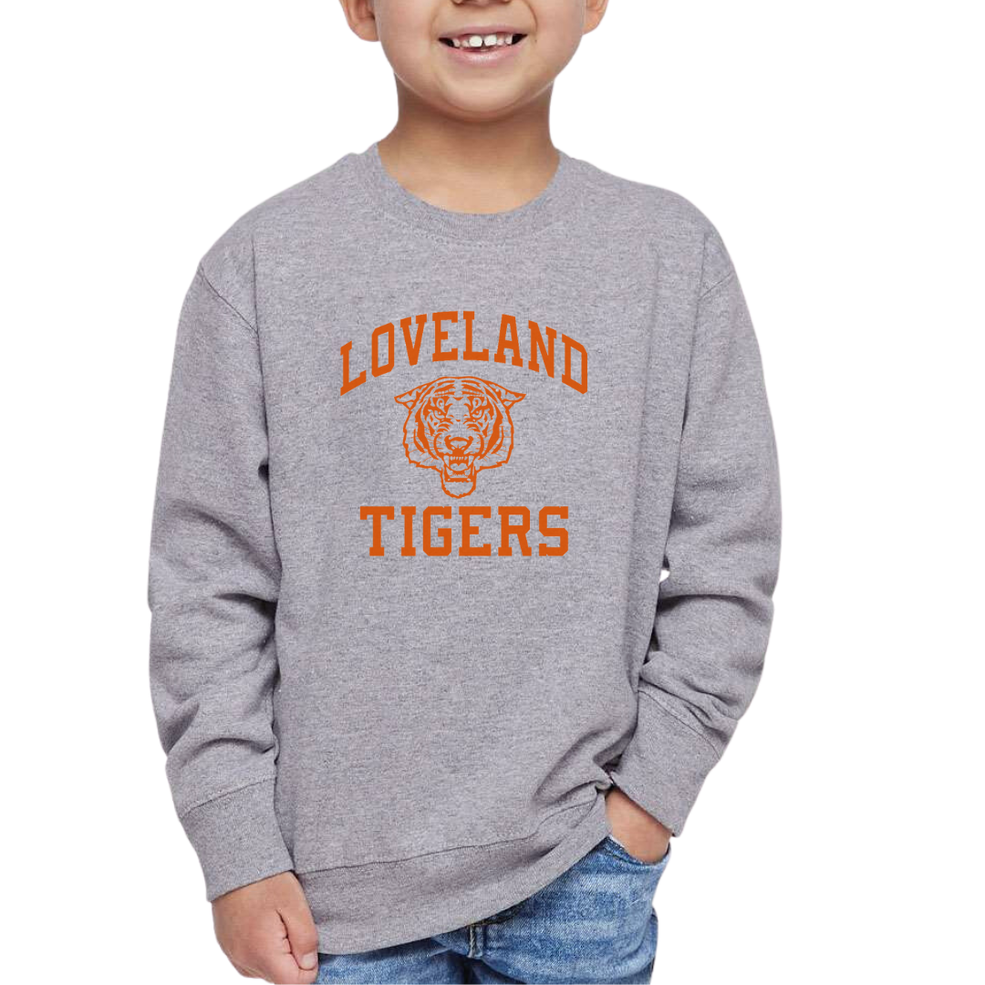Vintage Loveland Tigers Sweatshirt on Granite Heather-YOUTH-Lemons and Limes Boutique