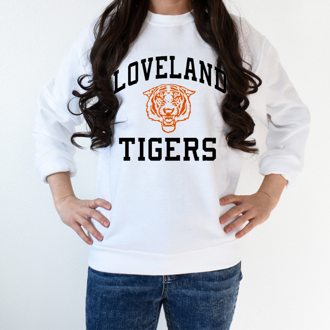 Vintage Loveland Tigers Sweatshirt on White--Lemons and Limes Boutique