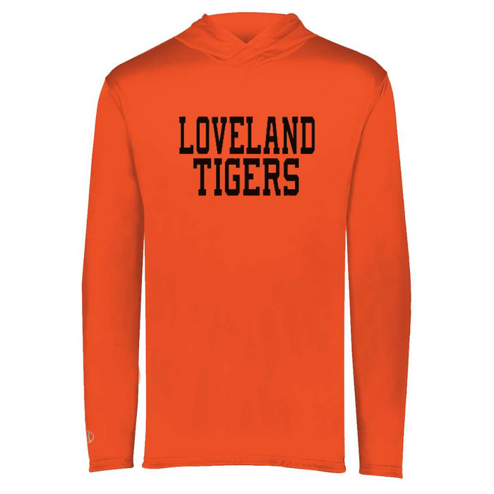 Loveland Tigers Performance Long Sleeve Hoodie on Orange-YOUTH--Lemons and Limes Boutique