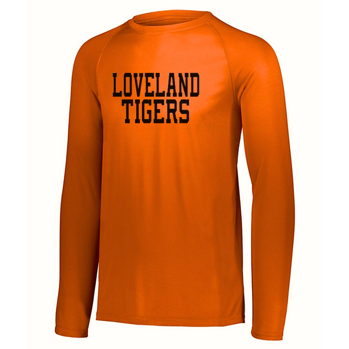 Loveland Tigers Long Sleeve Sport T-Shirt on Orange-YOUTH-Graphic Tee-Lemons and Limes Boutique