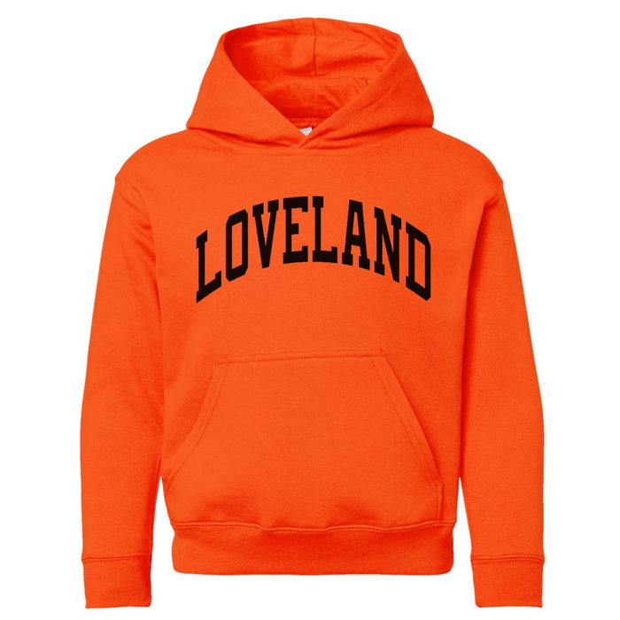 Loveland Black Curve Hoodie on Orange-YOUTH--Lemons and Limes Boutique