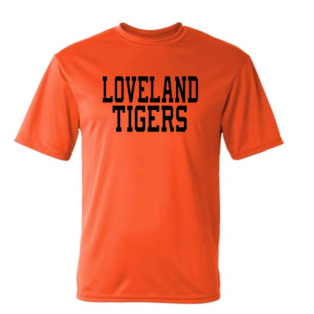 Loveland Tigers Performance T-Shirt on Orange--Lemons and Limes Boutique