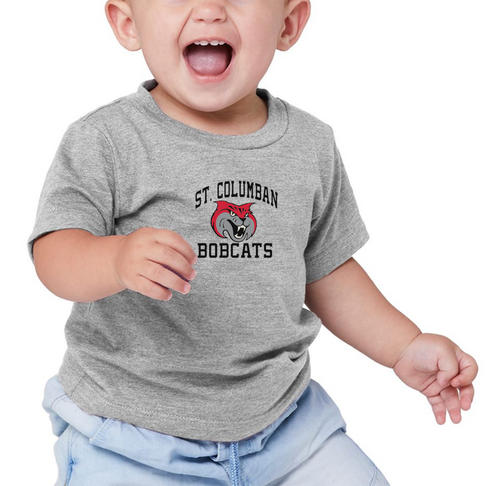 Saint Columban Bobcats T-Shirt on Athletic Gray-INFANT-Graphic Tees-Lemons and Limes Boutique