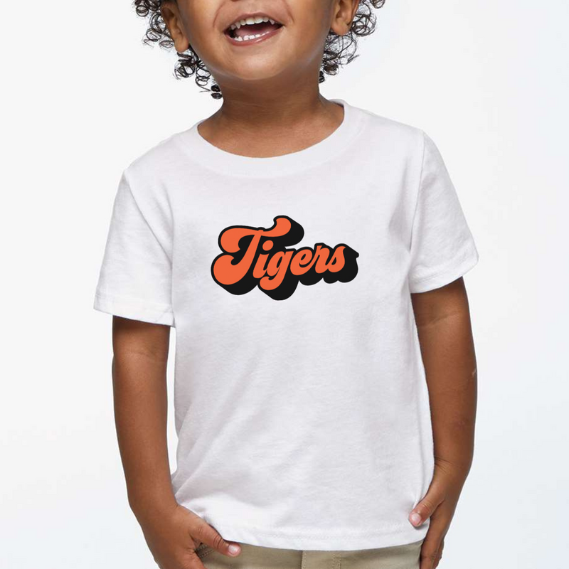 Retro Tigers T-Shirt on White-TODDLER-Graphic Tees-Lemons and Limes Boutique