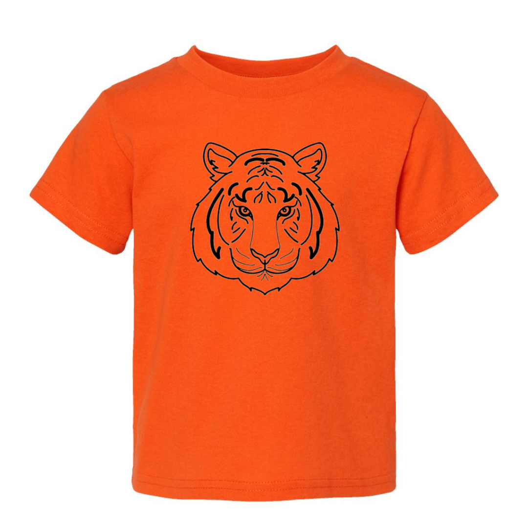 Tiger Face T-Shirt on Orange-TODDLER-Graphic Tees-Lemons and Limes Boutique