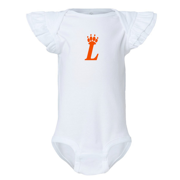 Loveland Paw Logo Flutter Sleeve Short Sleeve Body Suit on White-INFANT--Lemons and Limes Boutique