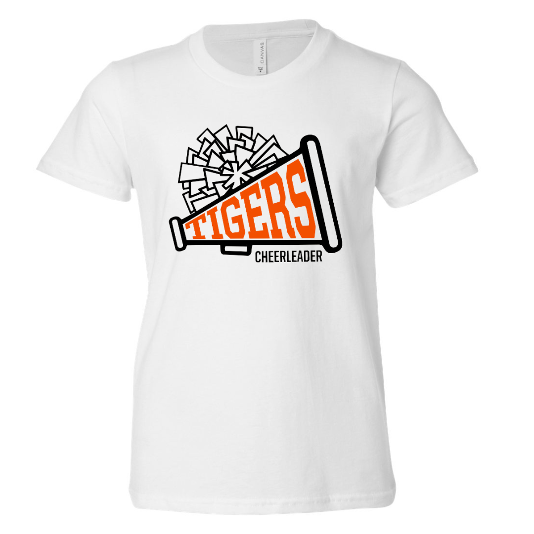 Retired-Tigers Cheerleader Megaphone and Pom Pom T-Shirt-YOUTH--Lemons and Limes Boutique