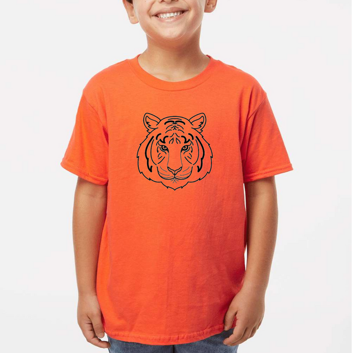 Tiger Face T-Shirt on Orange-YOUTH--Lemons and Limes Boutique