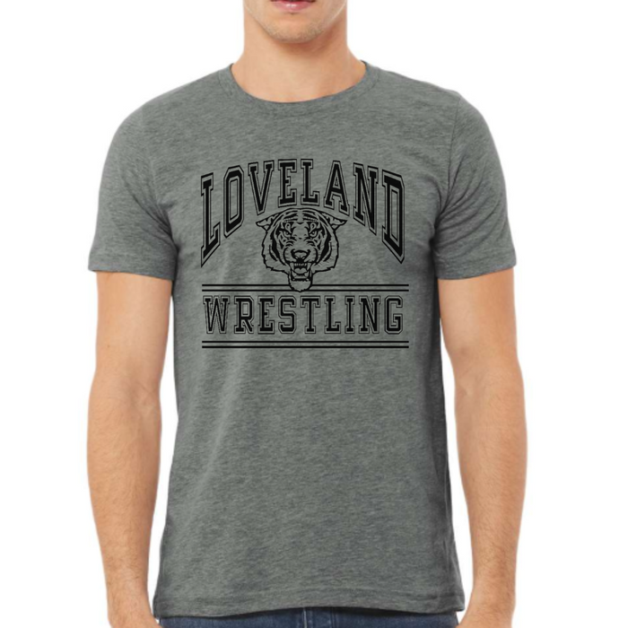 Loveland Wrestling T-Shirt on Deep Heather--Lemons and Limes Boutique