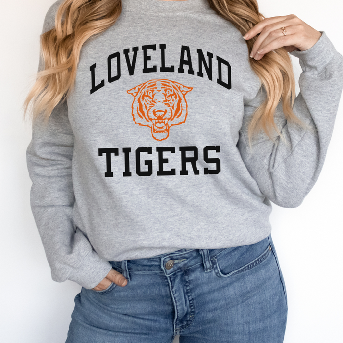 Vintage Loveland Tigers Sweatshirt on Athletic Gray--Lemons and Limes Boutique