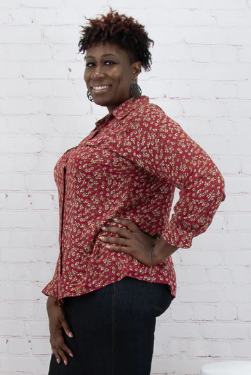 Printed Top - Curvy in Wine--Lemons and Limes Boutique