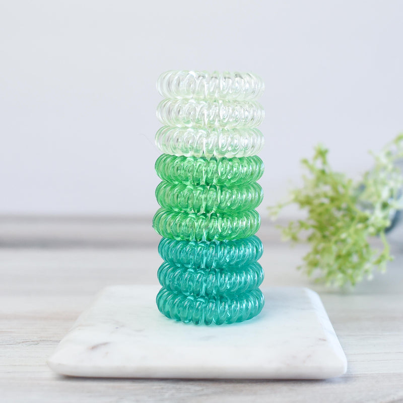Pretty Pony Hair Coil 9 Piece Set in Clear Box-Green-Lemons and Limes Boutique