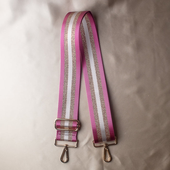 Pink and Gold Striped Purse Strap--Lemons and Limes Boutique
