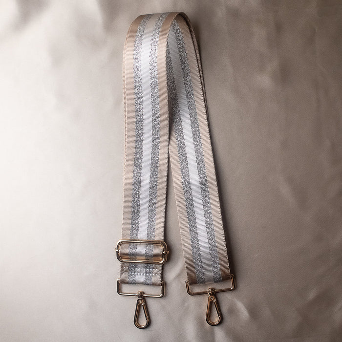 Ivory and Silver Striped Purse Strap--Lemons and Limes Boutique